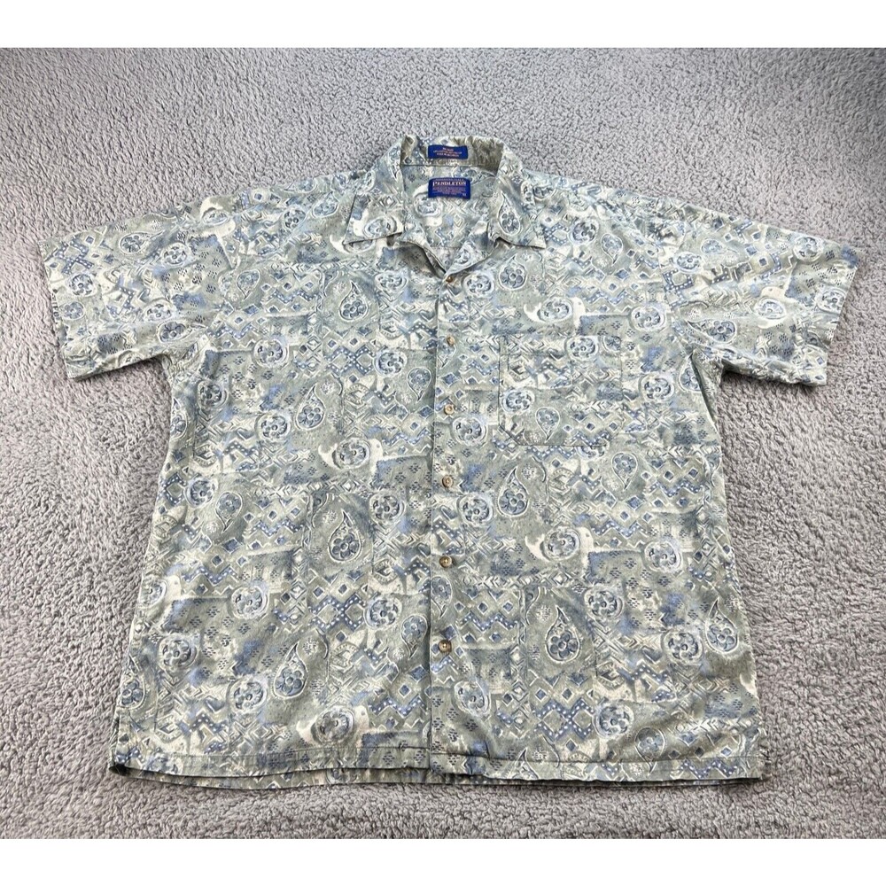 Pendleton Shirt Mens Large Paisley Pattern Loop Collar Aztec Print Pocket
